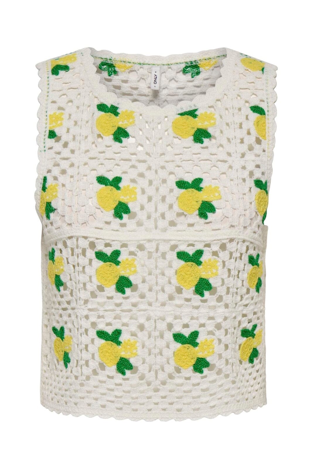 Only - Onlemma Sl O-Neck Crochet Top Knt - 5042715 Birch Lemon/Yarrow/Jelly Bean