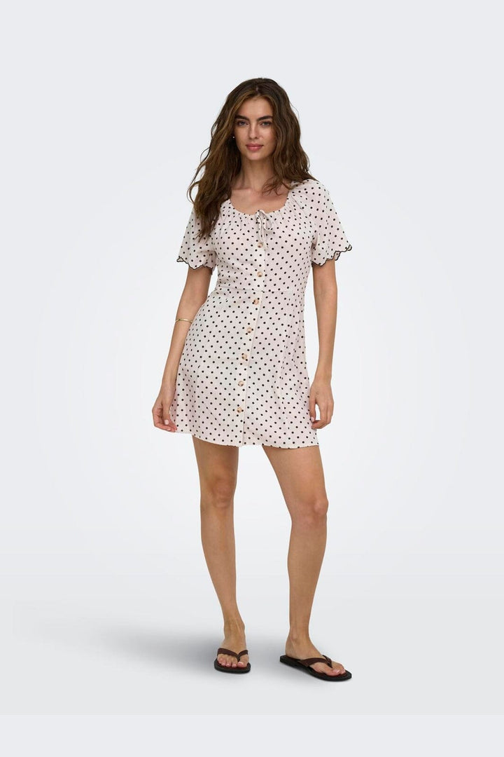 Only - Onlemmia S/S Emb Short Dress - 5078263 Pumice Stone Delicioso Dot