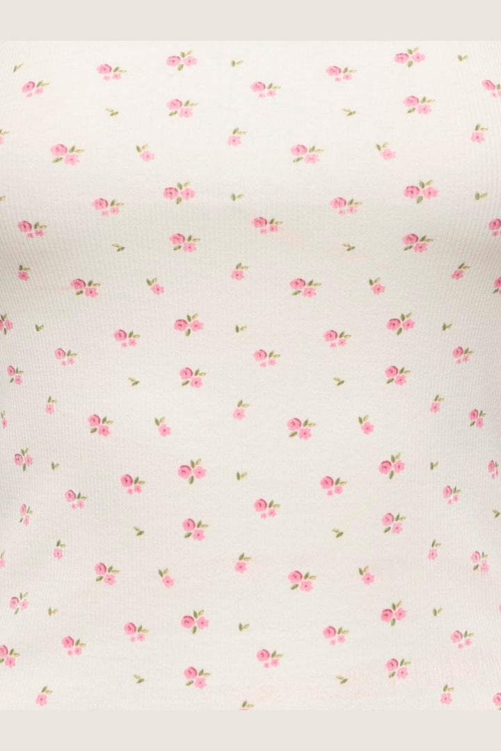 Only - Onleve Singlet Top - 5164844 Cloud Dancer Pink Tulle Flower