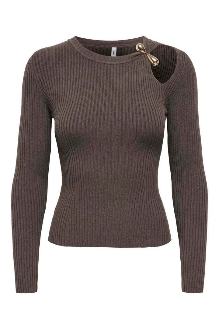 Only - Onlflou Ls Buckle O-Neck Cc Knt - 5086251 Chocolate Martini Gold Buckle