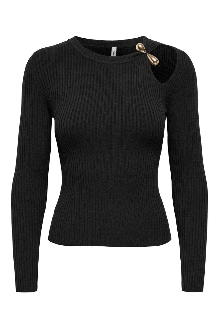 Only - Onlflou Ls Buckle O-Neck Cc Knt - 5100818 Black Gold Buckle