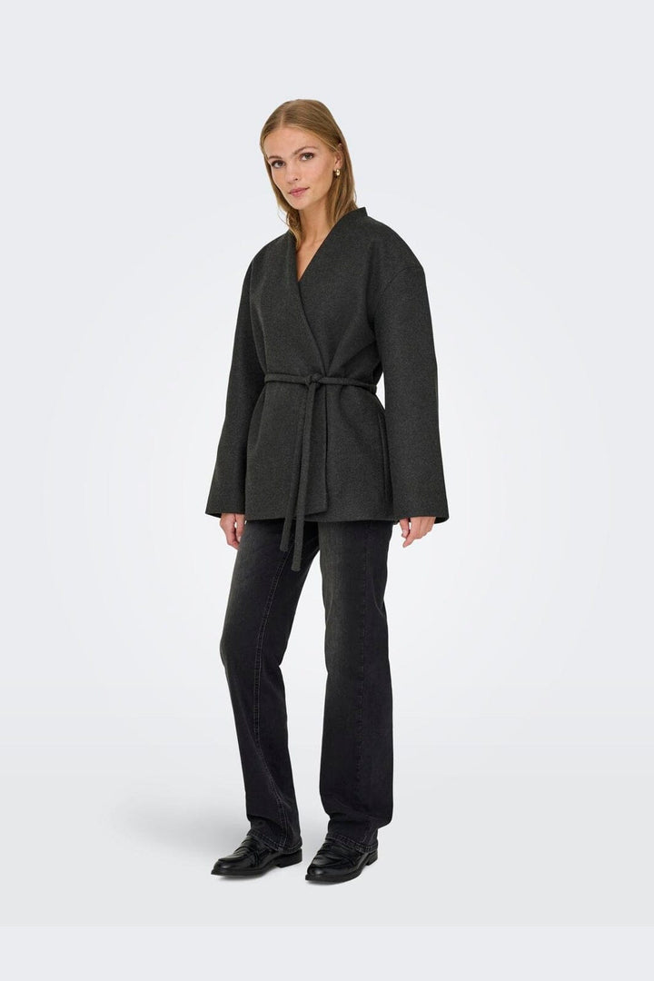 Only - Onlfox-Trillion Belt Jacket - 4960762 Dark Grey Melange