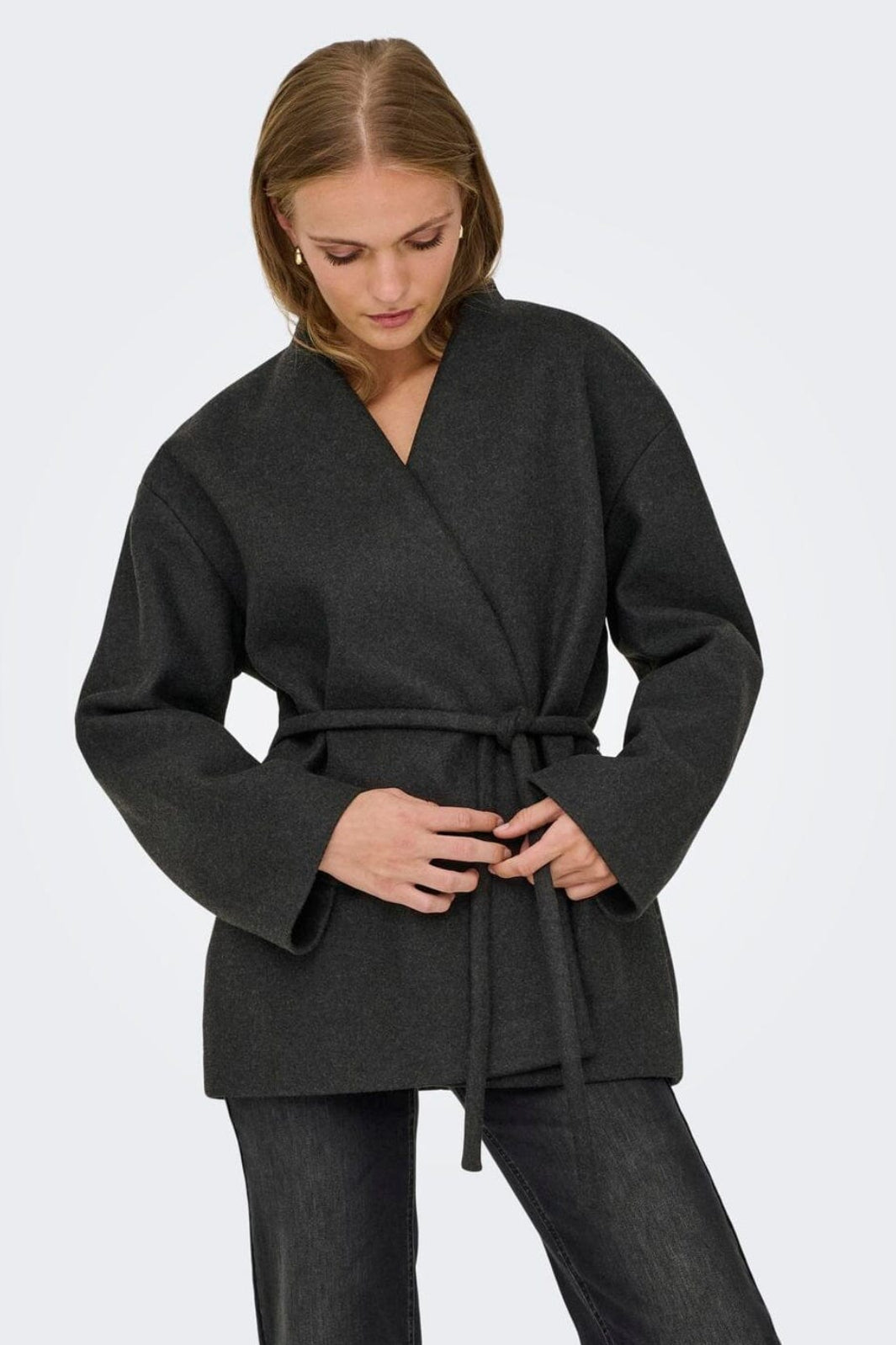 Only - Onlfox-Trillion Belt Jacket - 4960762 Dark Grey Melange