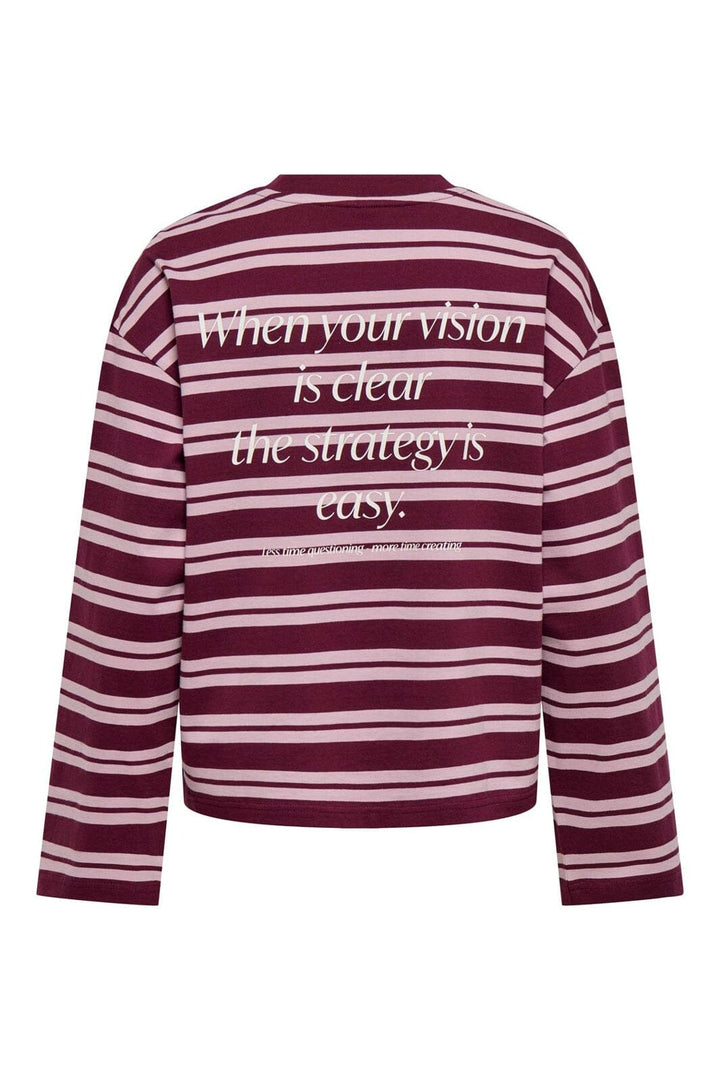 Only - Onlfreja L/S Stripe Top Cc - 5128182 Fig Freja New Autumn (Keepsake) + Creative Print