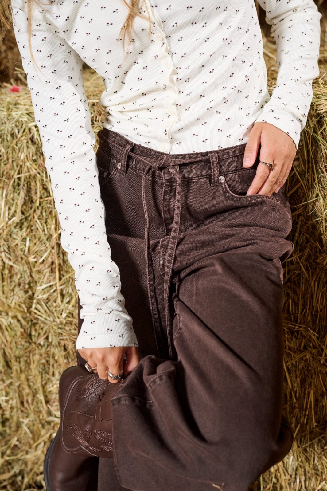 Only - Onlgianna Straight Brown Dot - 4975471 Dark Brown Denim Jeans 