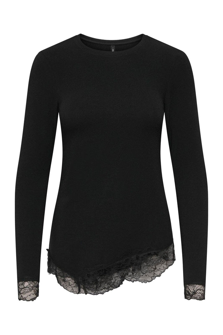 Only - Onlglamour L/S Lace Detail Top - 5123394 Black