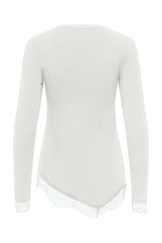 Only - Onlglamour L/S Lace Detail Top - 5135955 Cloud Dancer