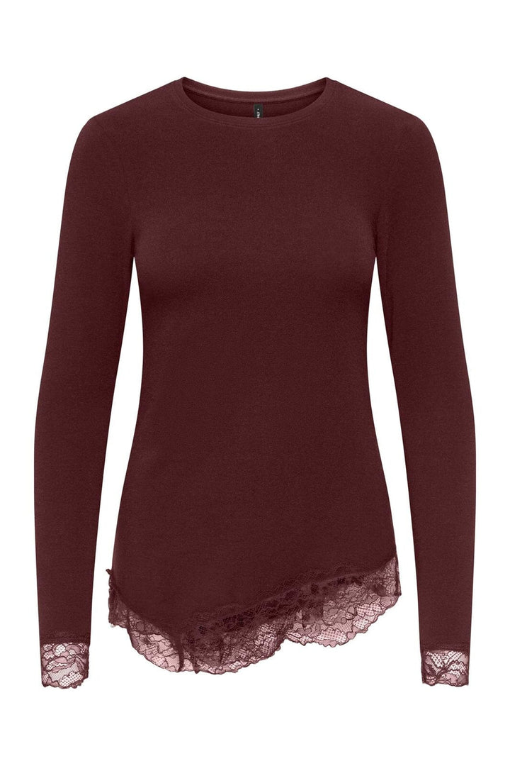 Only - Onlglamour L/S Lace Detail Top - 5135956 Decadent Chocolate