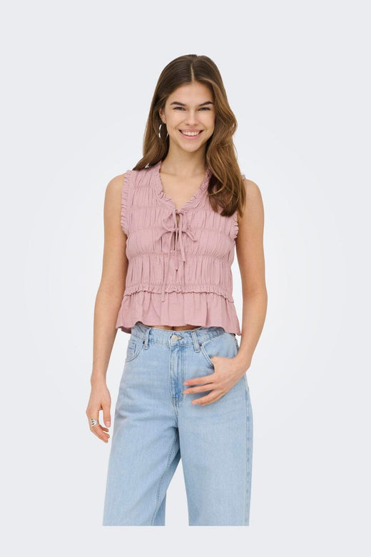 Only - Onlgoa S/S Linen Bl Frill Top Cc - 4942278 Burnished Lilac
