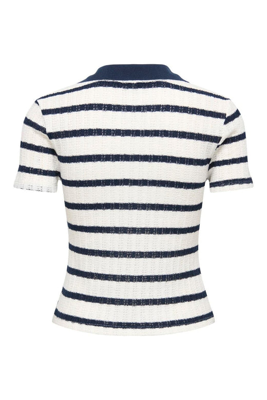 Only - Onlhalia S/S Collar Top Box - 5025279 Cloud Dancer Navy Blazer