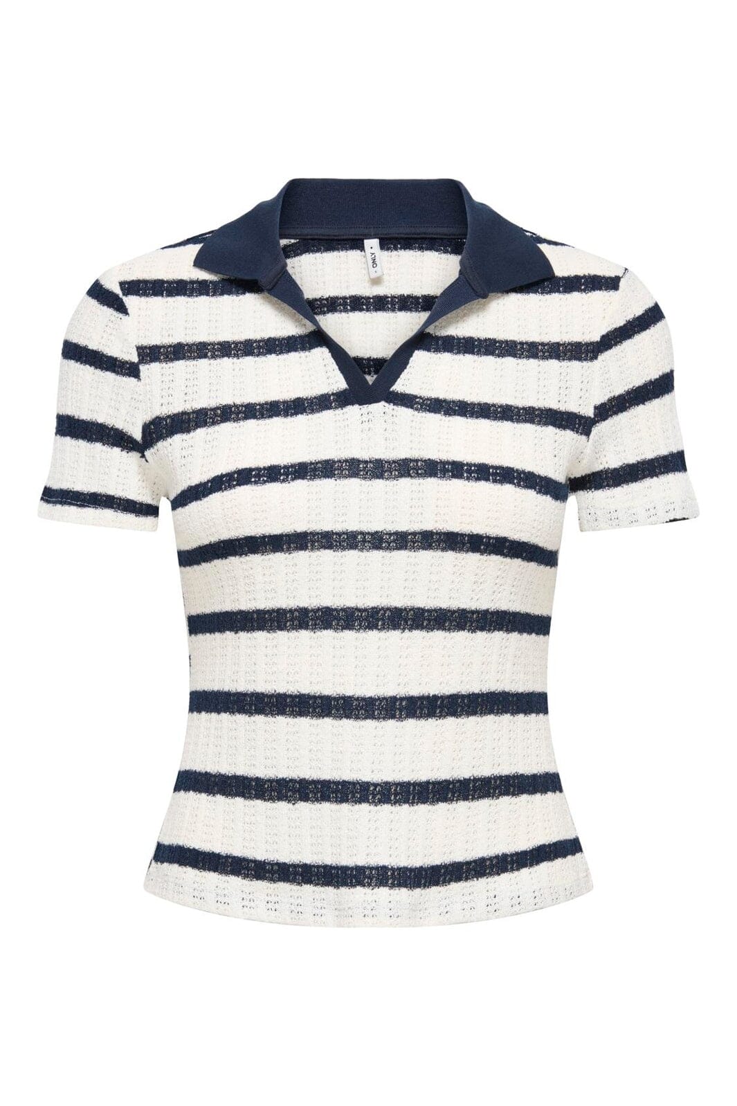 Only - Onlhalia S/S Collar Top Box - 5025279 Cloud Dancer Navy Blazer