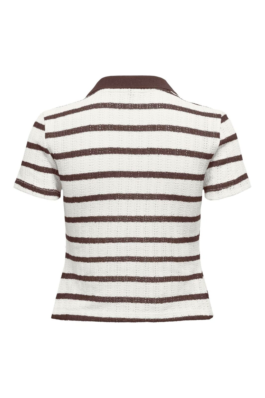 Only - Onlhalia S/S Collar Top Box - 5081511 Cloud Dancer Chocolate Martini