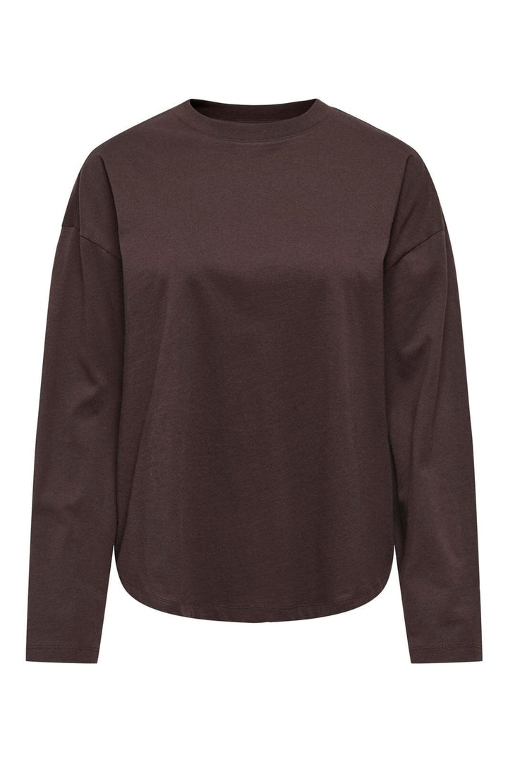 Only - Onlhappy L/S O-Neck Tee - 5102898 Coffee Bean