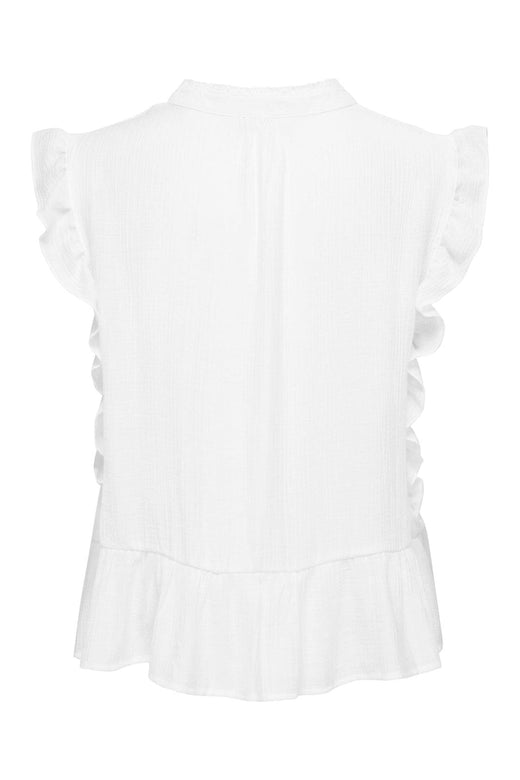 Only - Onlhenny S/L Frill Button Top - 5020894 Bright White