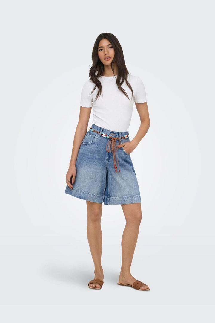 Only - Onlhollie Belt Shorts Azg - 5121055 Medium Blue Denim Belt