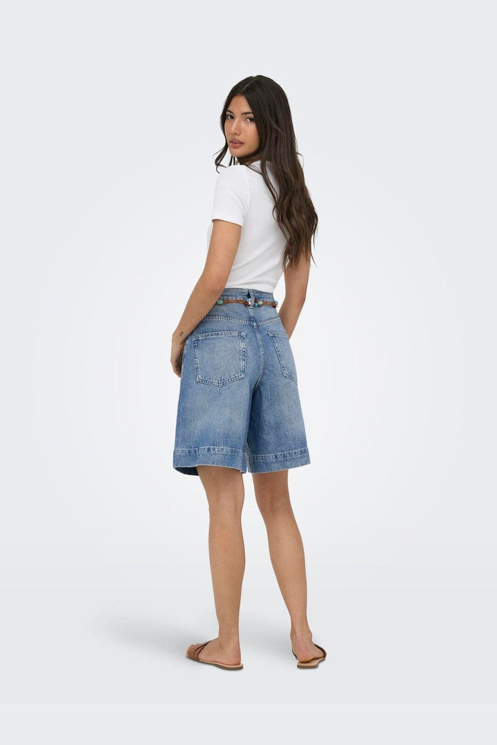 Only - Onlhollie Belt Shorts Azg - 5121055 Medium Blue Denim Belt