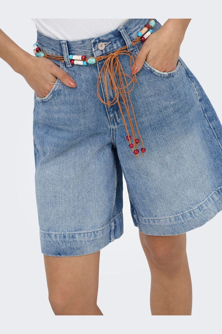Only - Onlhollie Belt Shorts Azg - 5121055 Medium Blue Denim Belt