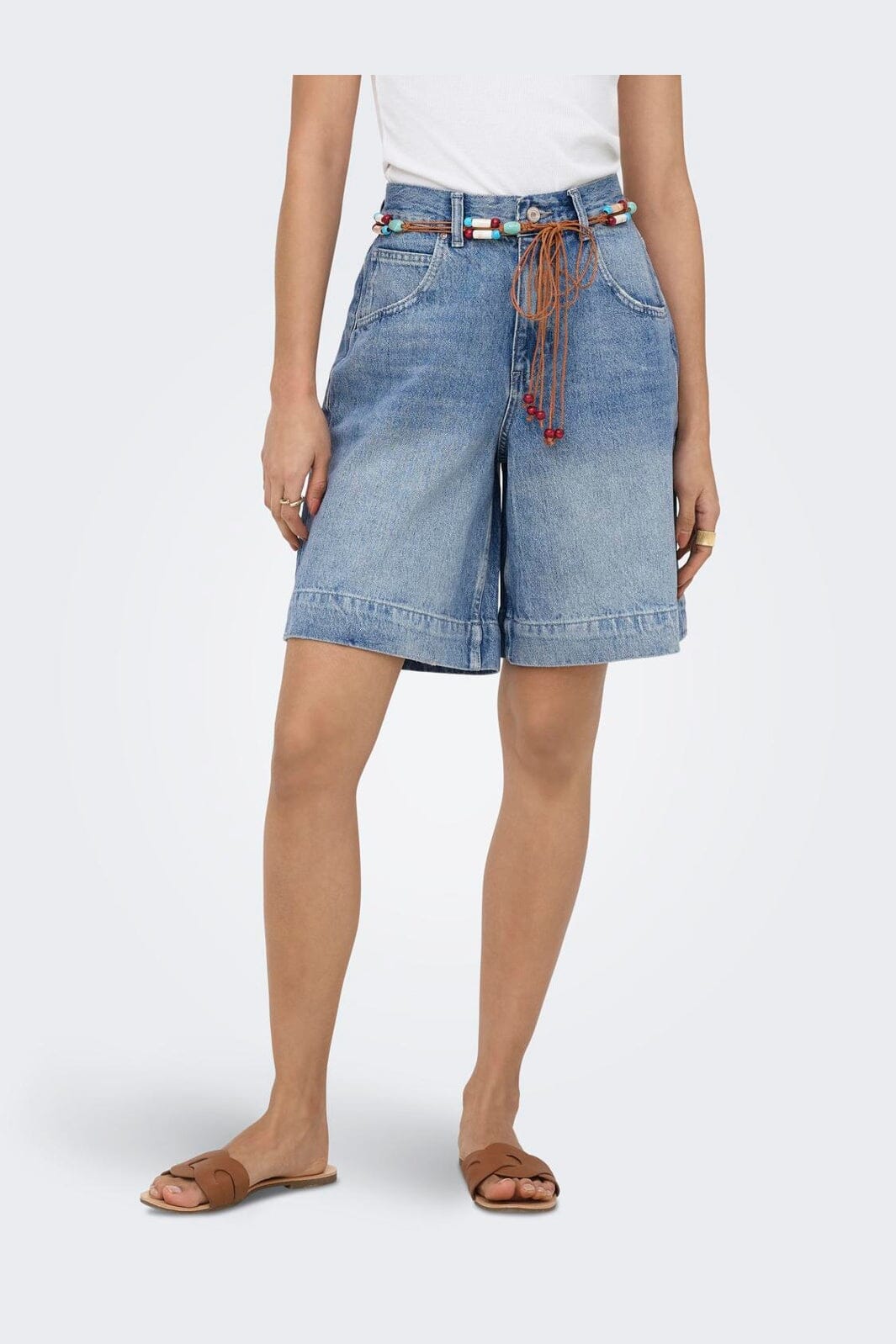 Only - Onlhollie Belt Shorts Azg - 5121055 Medium Blue Denim Belt