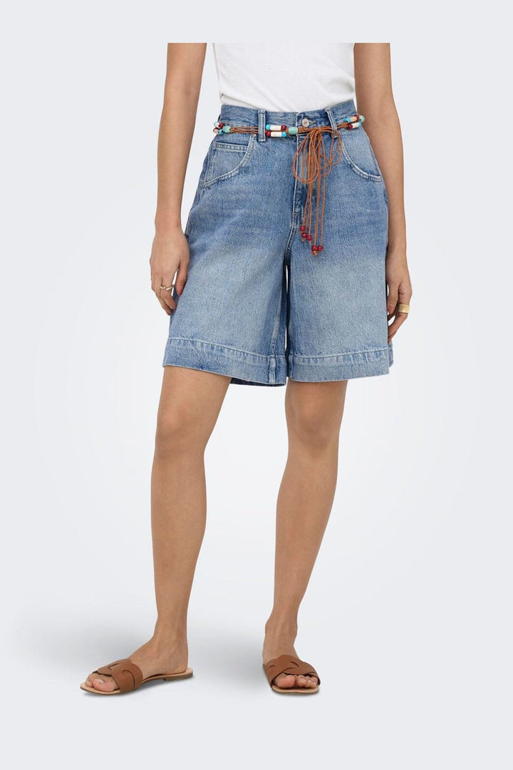 Only - Onlhollie Belt Shorts Azg - 5121055 Medium Blue Denim Belt