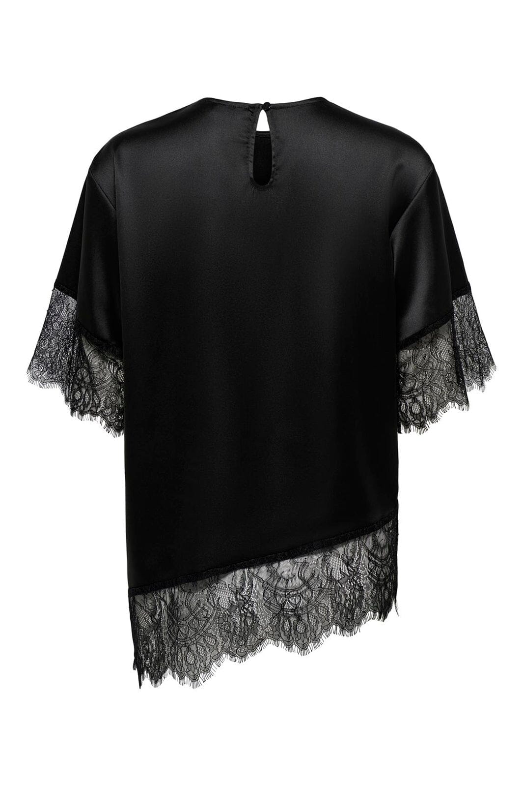 Only - Onlindona 2/4 Satin Lace Top - 5086871 Black