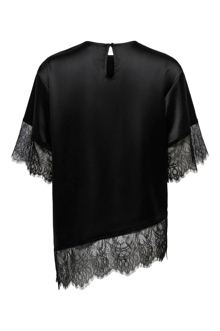 Only - Onlindona 2/4 Satin Lace Top - 5086871 Black