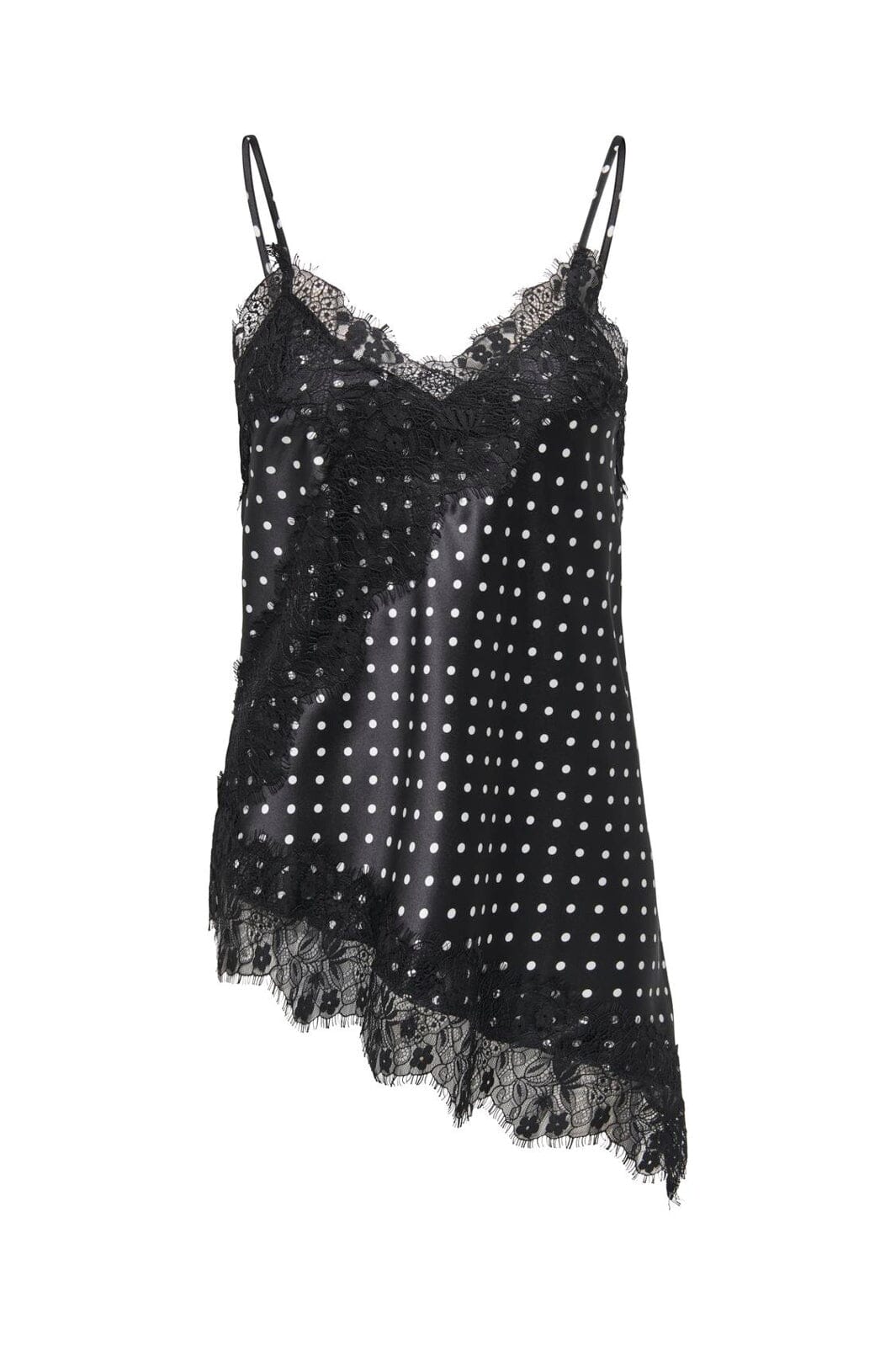 Only - Onlindona Strap Satin Lace Top - 5098795 Black White Dots