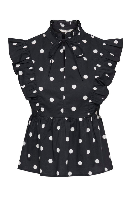 Only - Onlkai S/L Peplum Frill - 5119337 Black White Dot