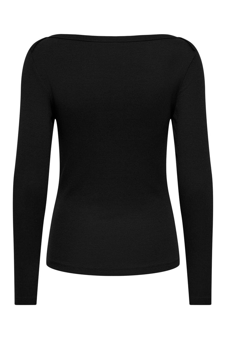 Only - Onlkathline 3/4 Rib Boatneck Top - 5220412 Black