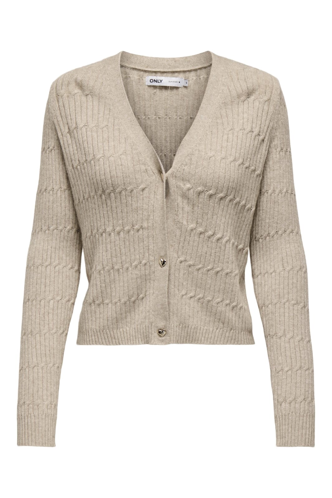 Only - Onlkatia Ls Cable V-Neck Cardi Knt Nca - 4505958 Mocha Meringue W. Melange