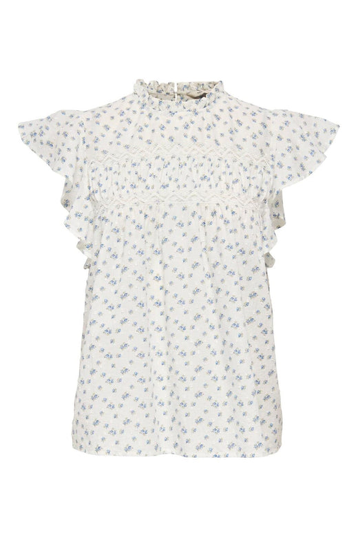 Only - Onlkatti S/S Dobby Top - 5041104 Cloud Dancer Clara Flower