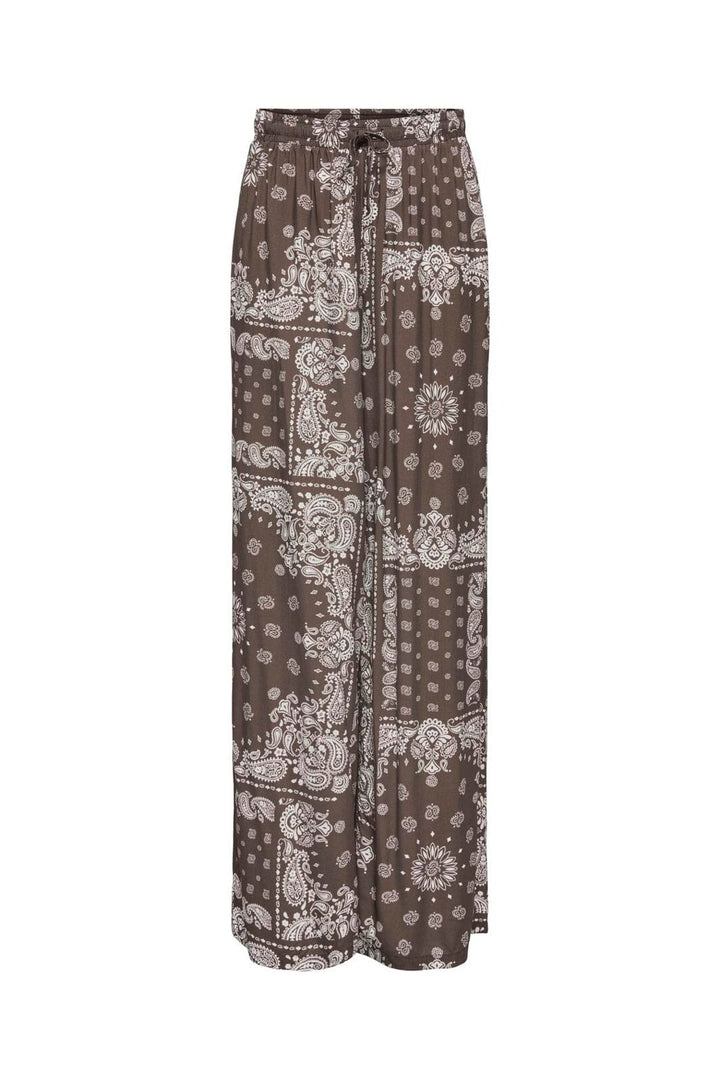 Only - Onlkavi Ambelpull Up Wide Pants - 5016297 Chocolate Martini Brown Bandana
