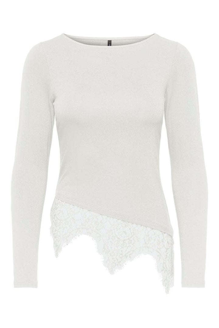 Only - Onllaila L/S Lace Mix Top - 5135819 Cloud Dancer