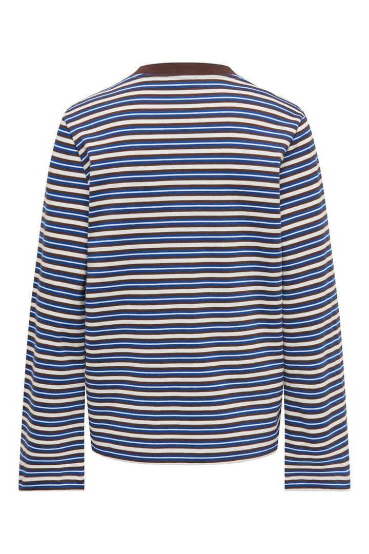 Only - Onllisa Stripe L/S Top - 5207101 Cloud Dancer Chicory Coffee/Sodalite Blue Stripe