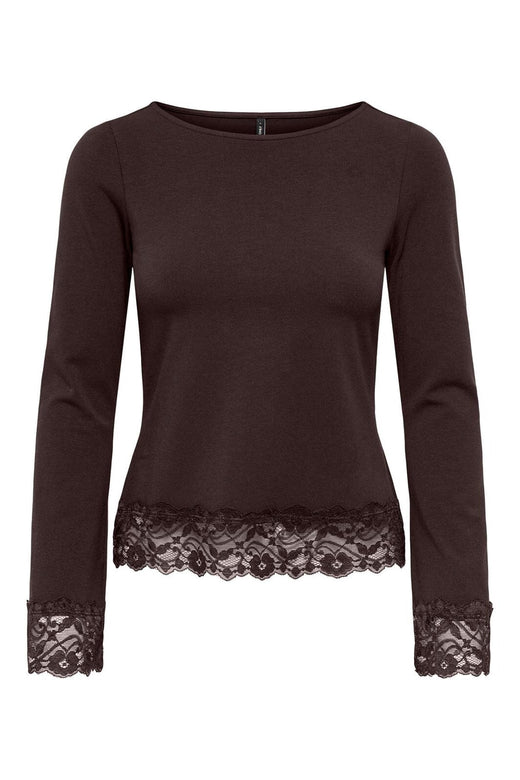 Only - Onllive Love L/S O-Neck Lace Top - 5130881 Chocolate Torte Dtm Lace