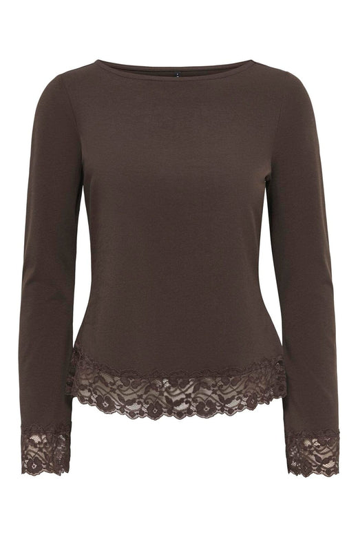 Only - Onllive Love L/S O-Neck Lace Top - 5191935 Coffee Bean Dtm Lace