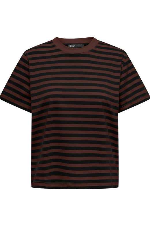 Only - Onllivina S/S Stripe Tee - 5221277 Chicory Coffee Black Stripes T-shirts 