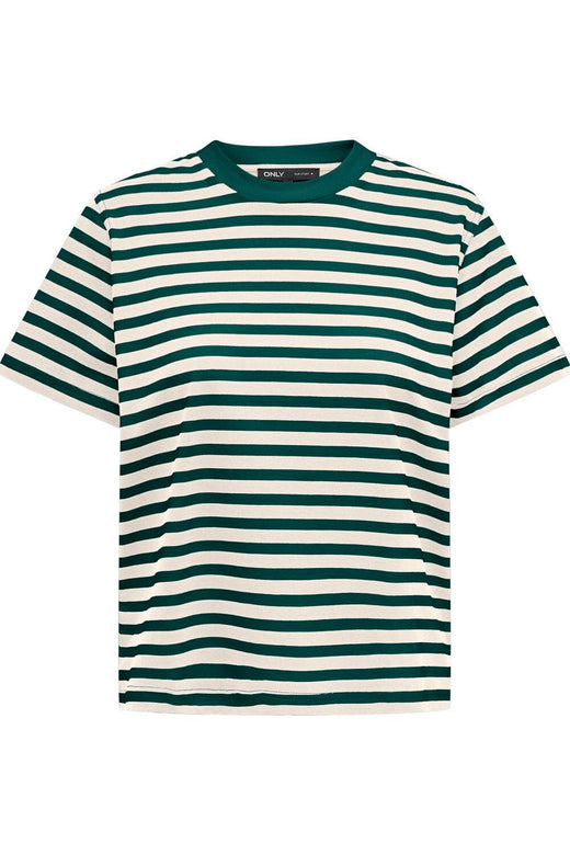 Only - Onllivina S/S Stripe Tee - 5222305 June Bug Egret Stripes T-shirts 