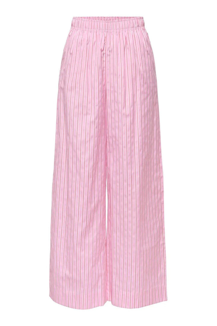 Only - Onlloris Striped Wide Pull Up Pants - 4988487 Lilac Sachet Spiced Apple Bukser 