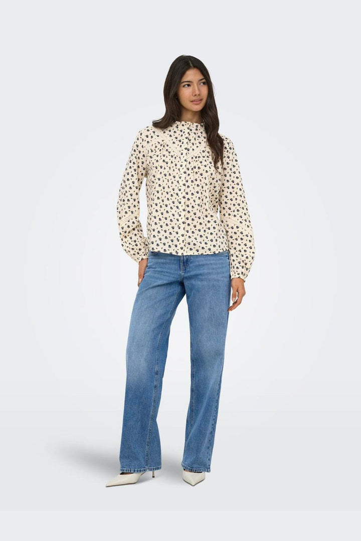 Only - Onllucinda Ls Tape Shirt - 5085607 Birch Blue Floral