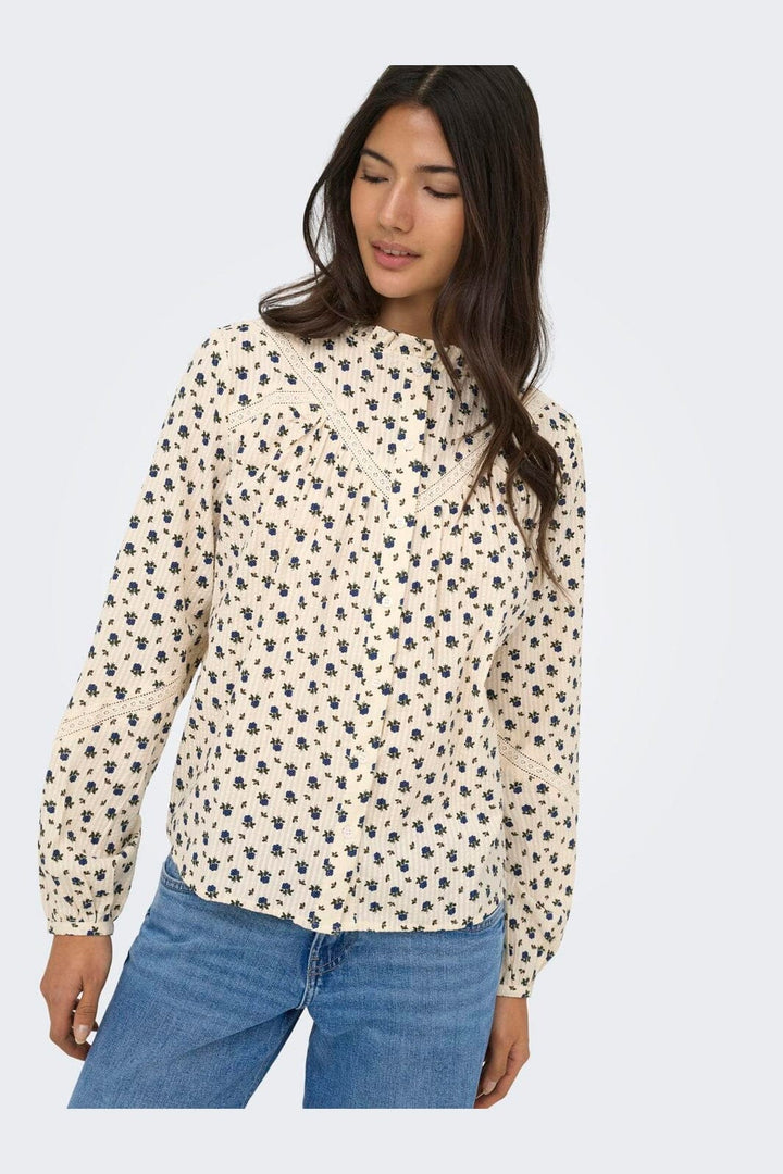 Only - Onllucinda Ls Tape Shirt - 5085607 Birch Blue Floral