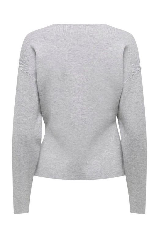 Only - Onllucy Ls O-Neck Cardigan Knt - 4972652 Light Grey Melange Dark Grey Buttons