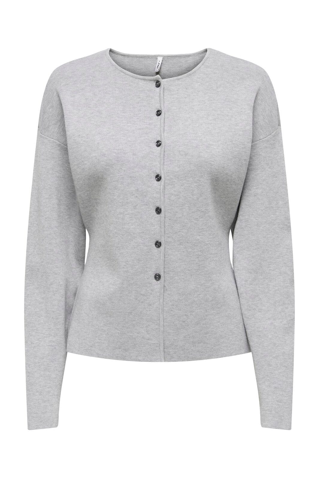 Only - Onllucy Ls O-Neck Cardigan Knt - 4972652 Light Grey Melange Dark Grey Buttons