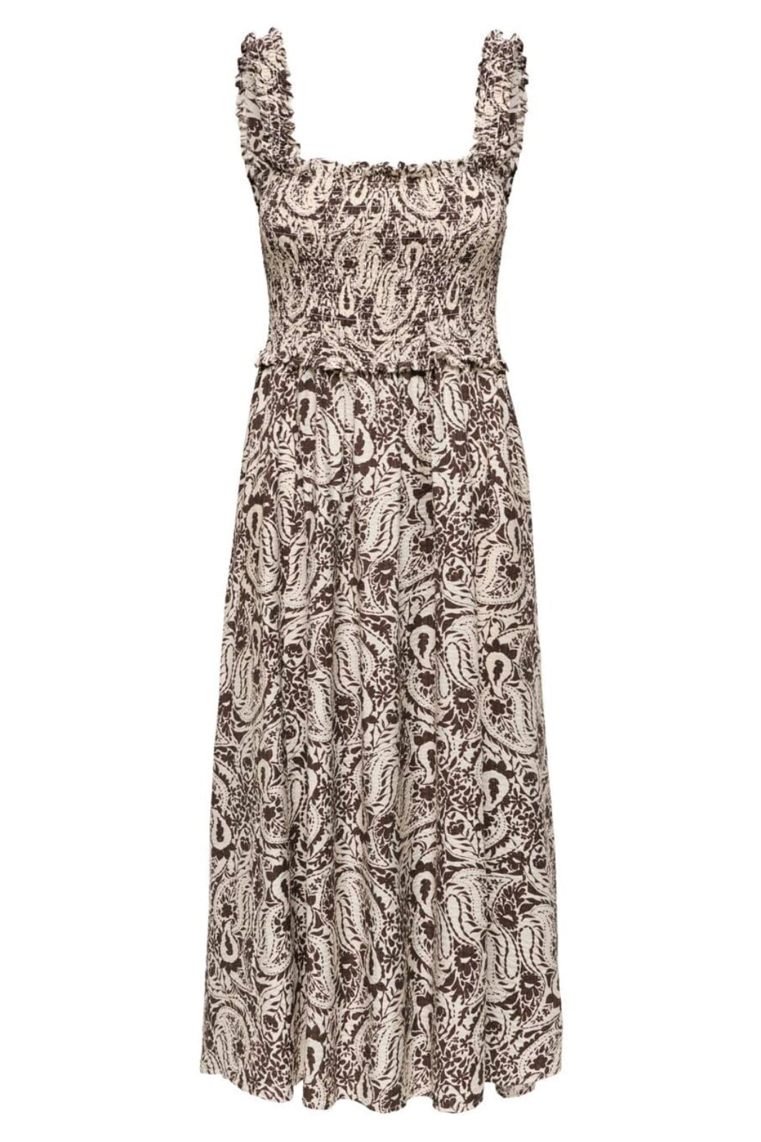 Only - Onllumira S/L Long Smock Dress - 5110265 Pumice Stone Hot Fudge Paisley