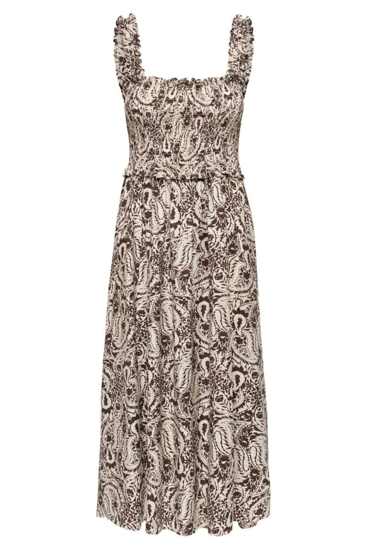 Only - Onllumira S/L Long Smock Dress - 5110265 Pumice Stone Hot Fudge Paisley