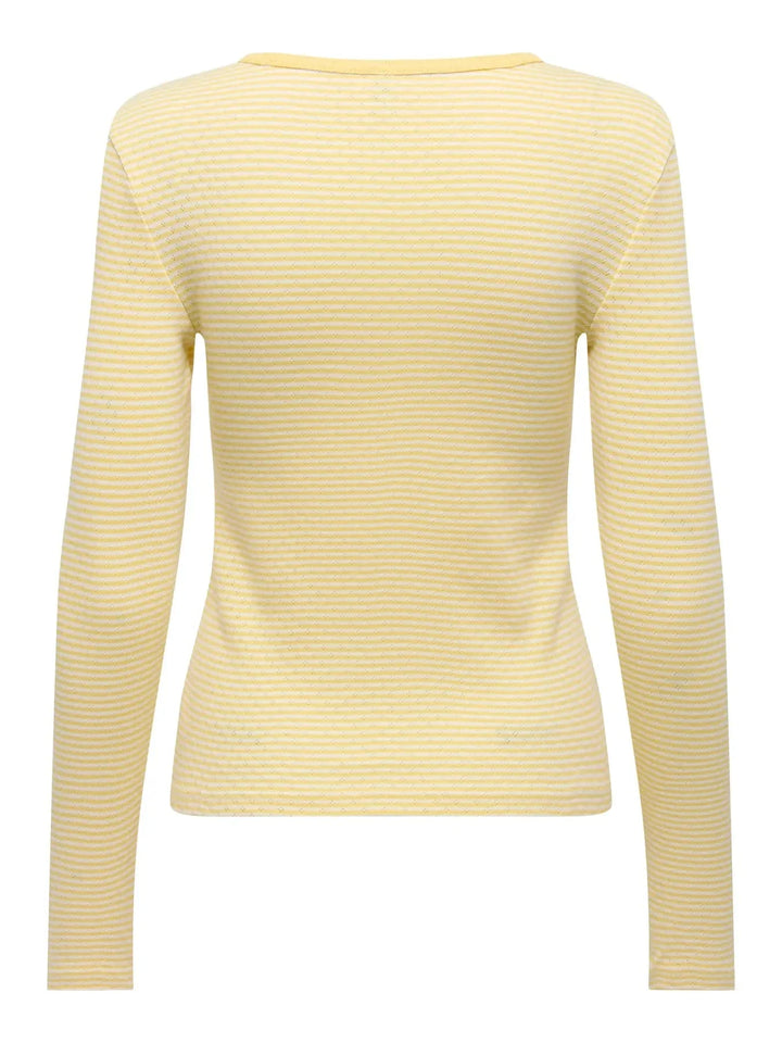 Only - Onlmadison L/S O-Neck Top - 4969689 Cloud Dancer Vivi Sunlight Bluser 