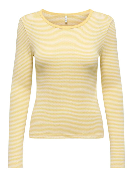 Only - Onlmadison L/S O-Neck Top - 4969689 Cloud Dancer Vivi Sunlight Bluser 