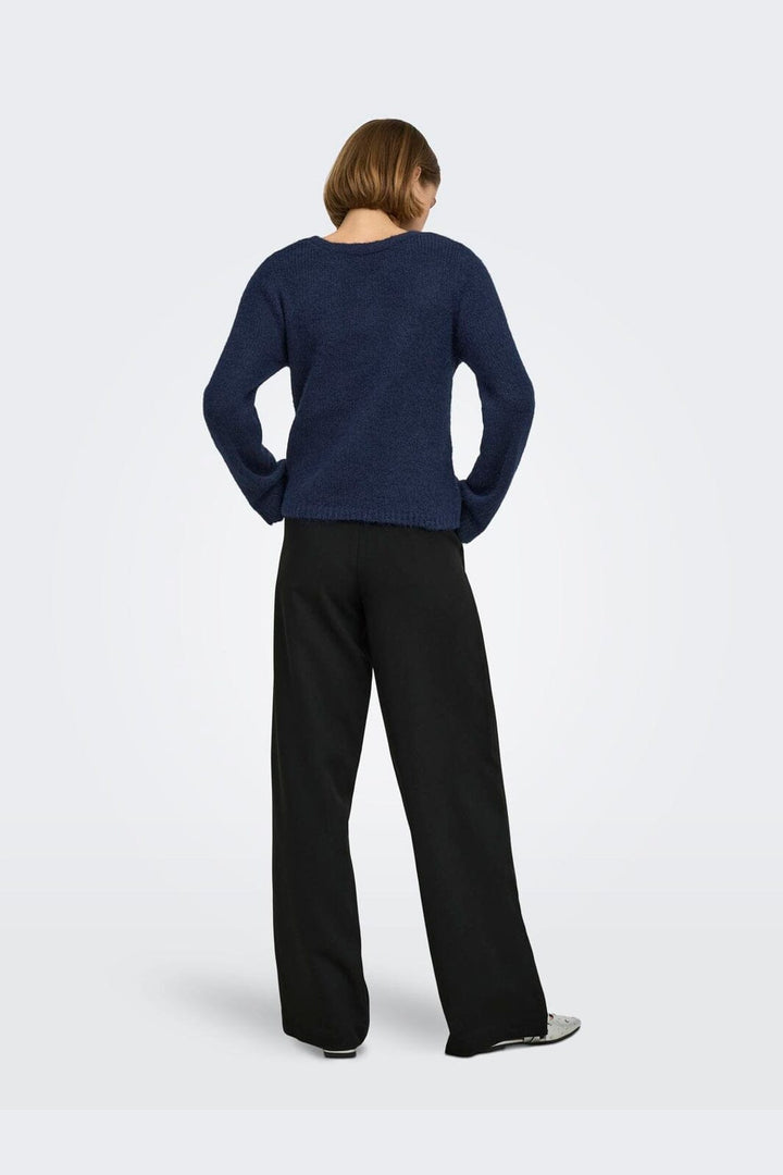 Only - Onlmaggie Ls Cross V-Neck Cc Knt - 5099642 Night Sky Melange