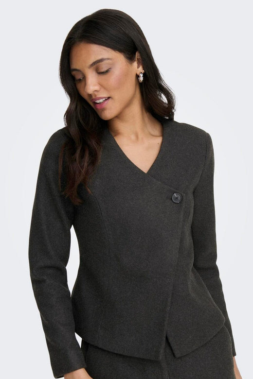 Only - Onlmaika L/S Asym Fit Jacket Ox - 4929080 Dark Grey Melange