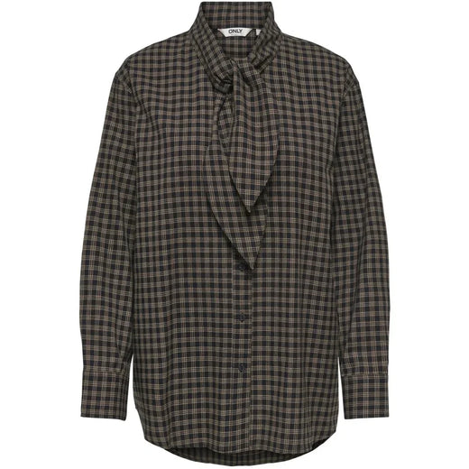 Only - Onlmaylin L/S Scarf Check Shirt - 5144286 Black Harvest Check Tørklæder 