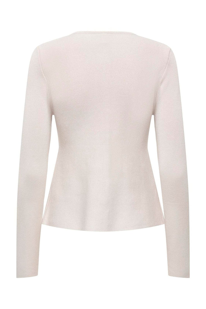 Only - Onlmelli Ls Oneck Button Cardi Knt - 5081661 Pumice Stone New Silver Buttons